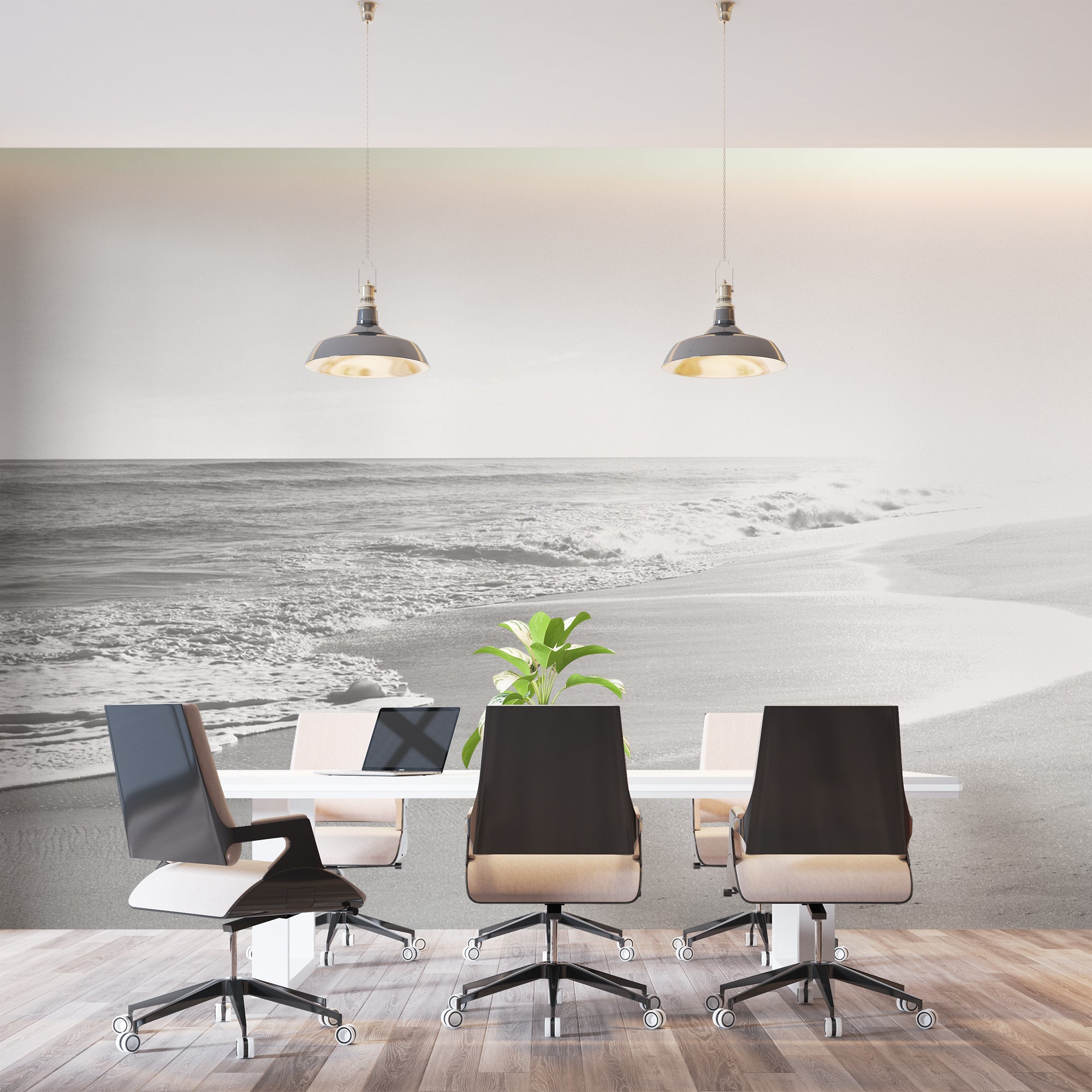 Papier Peint Panoramique Mer Noir Et Blanc