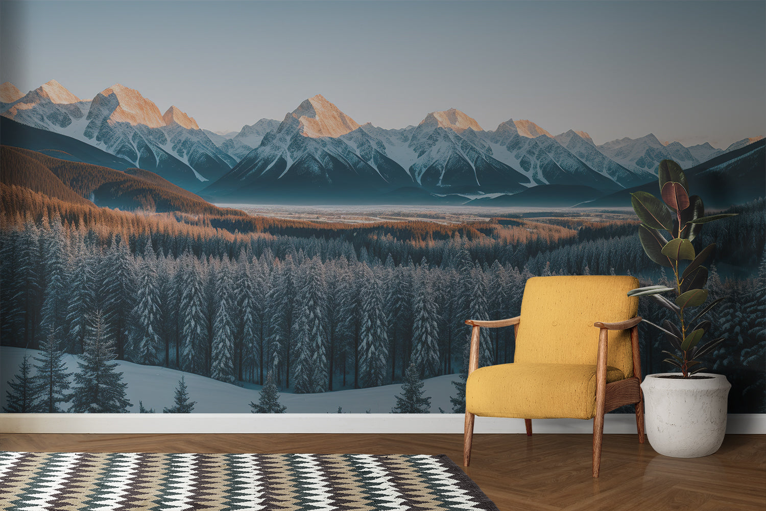 Papier Peint Panoramique Montagne Neige