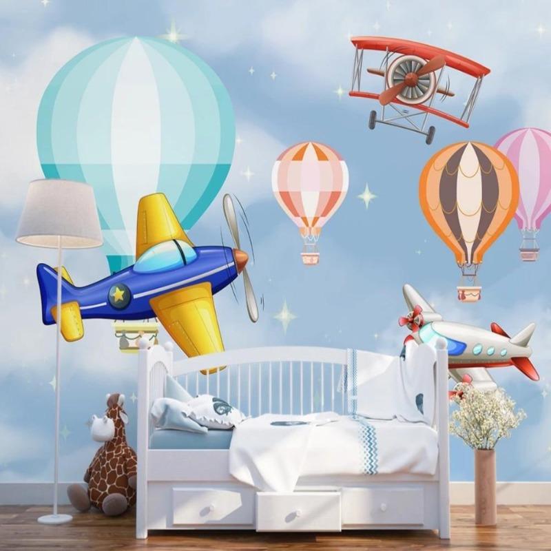 Flugzeugtapete in leuchtenden Farben | Wandtapete