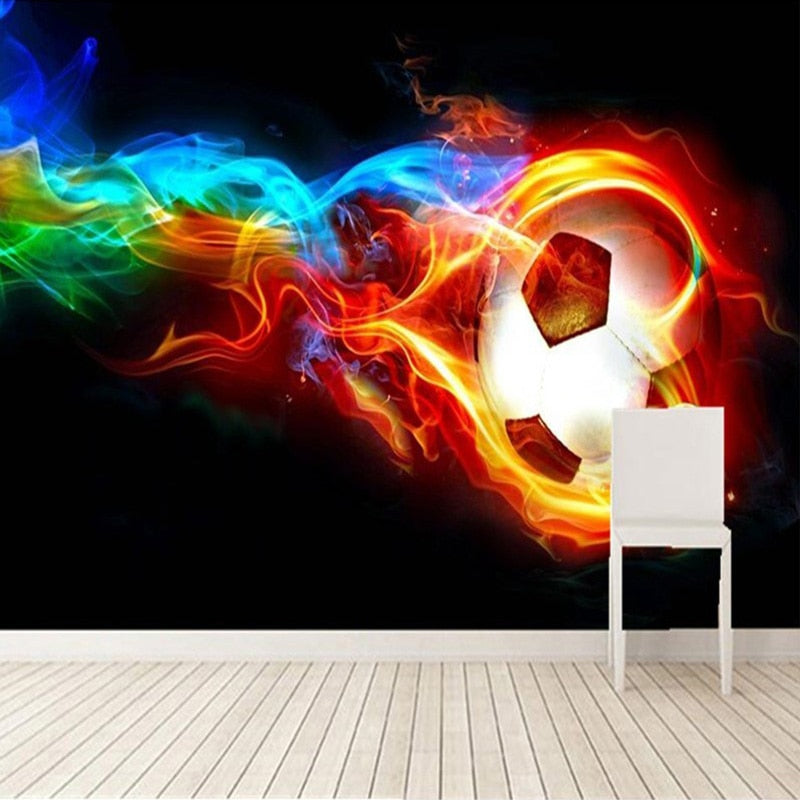 Flammendes Fußball-Wallpaper | Wandbild-Wallpaper