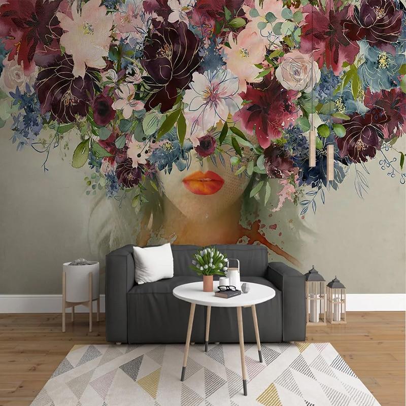 Klassische Teenager-Tapete mit Blumenfrisur | Wandtapete