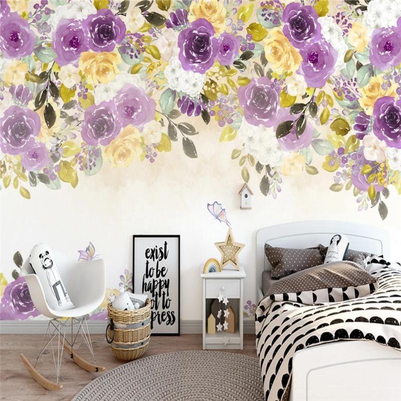 Lila Blumentapete | Wandtapete