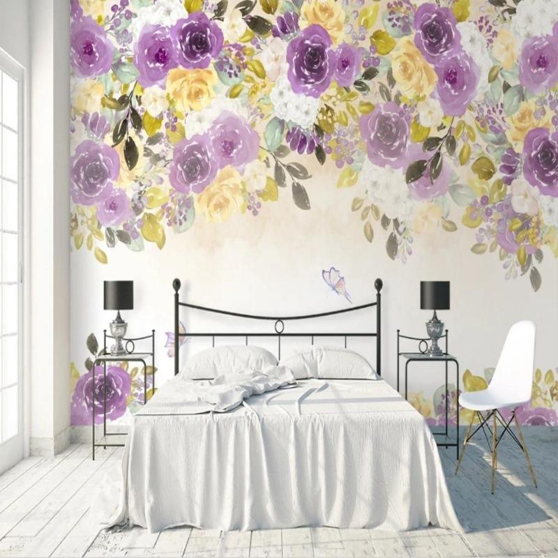 Lila Blumentapete | Wandtapete