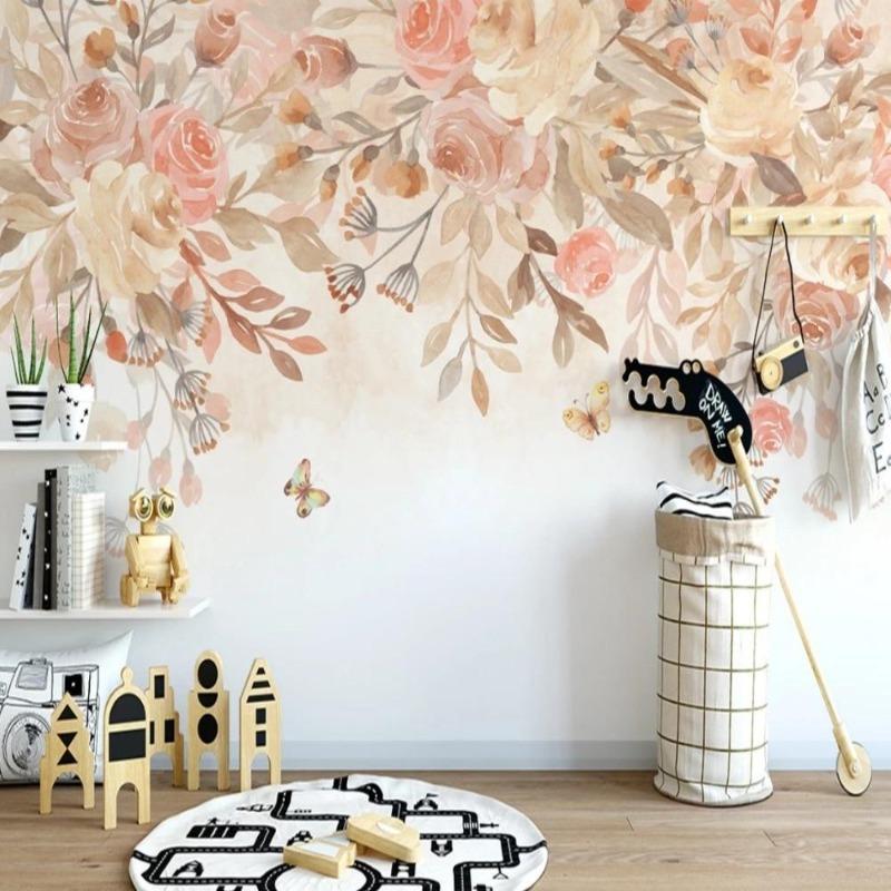 Mural Flower Butterfly and Flower Wallpaper