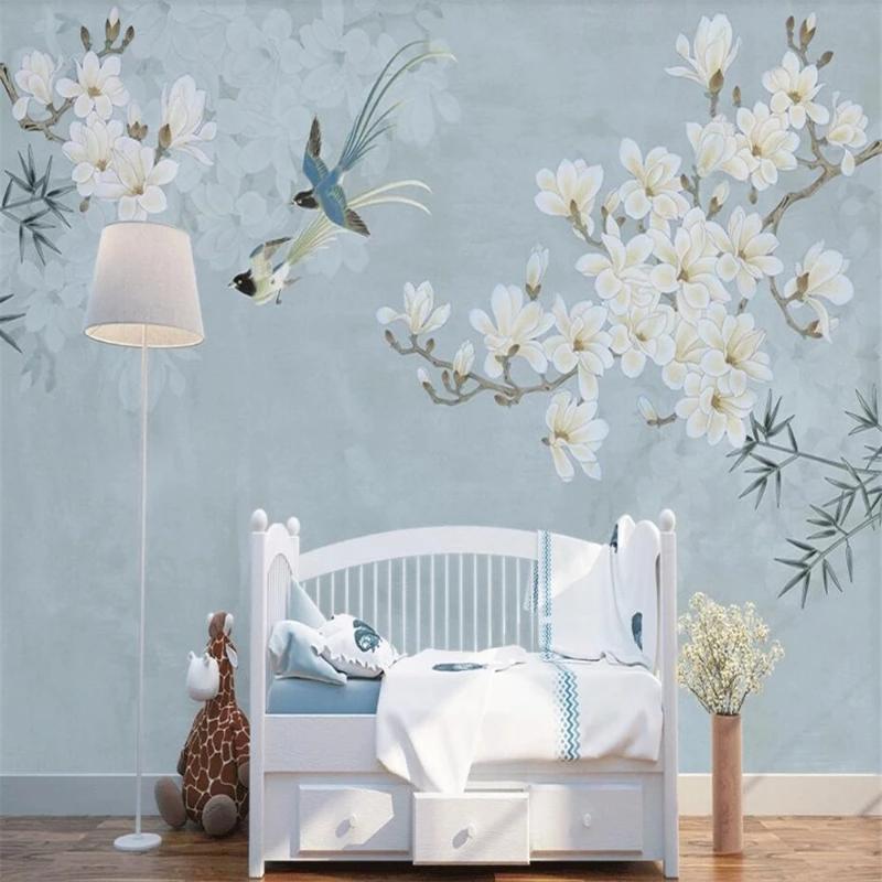 Romantische Vogel-Tapete | Wandbilder Tapete