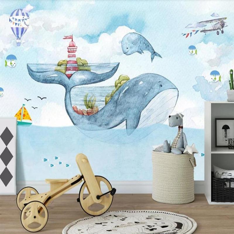 Nautical Wallpaper Blue Whale Decor | Murals Wallpaper