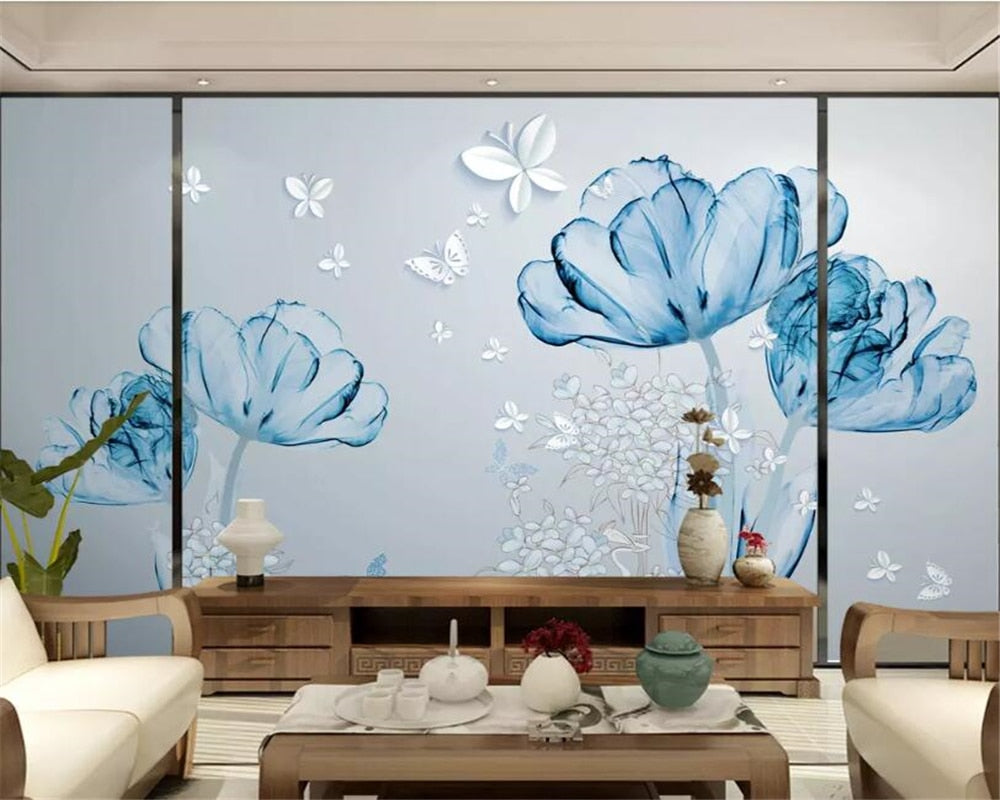 Blaue Blume Fototapete | Wandbilder Tapete