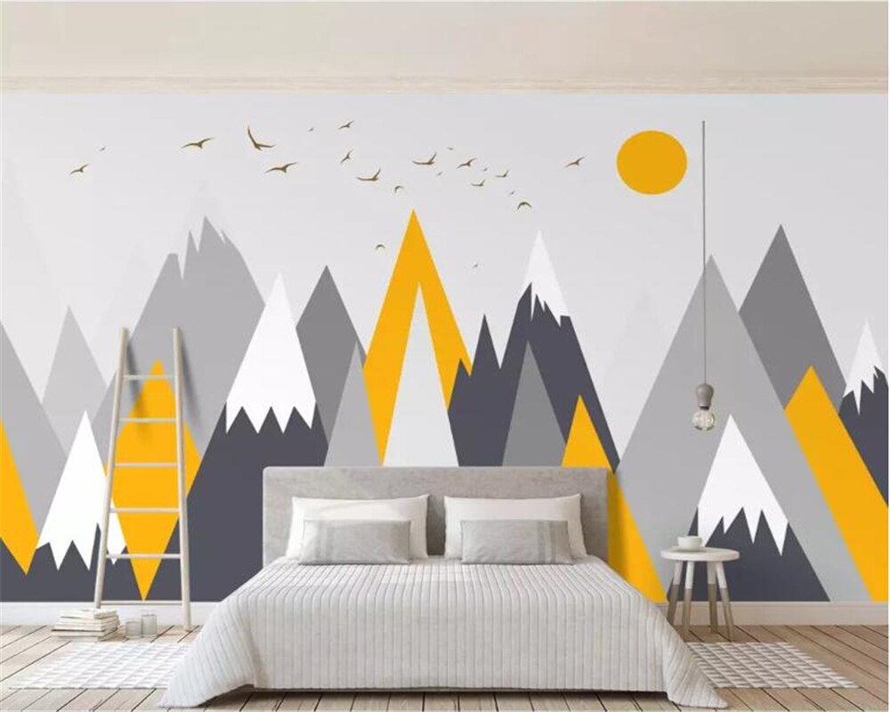 Scandinavian Yellow and Gray Wallpaper | Murals Wallpaper