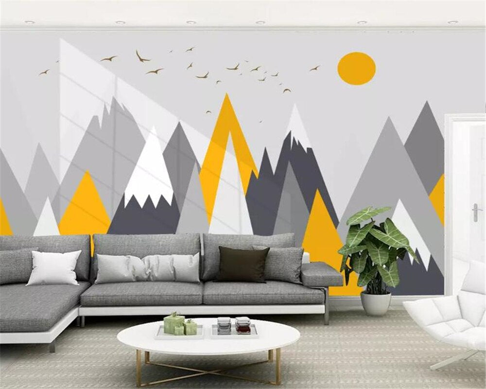 Scandinavian Yellow and Gray Wallpaper | Murals Wallpaper