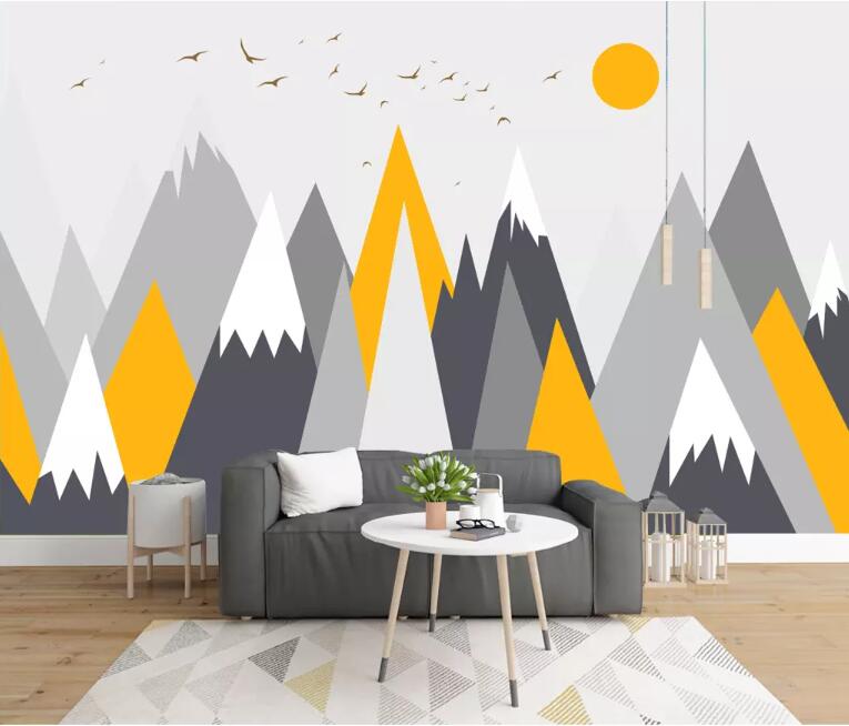 Skandinavische Gelbe und Graue Tapete | Wandbilder Tapete
