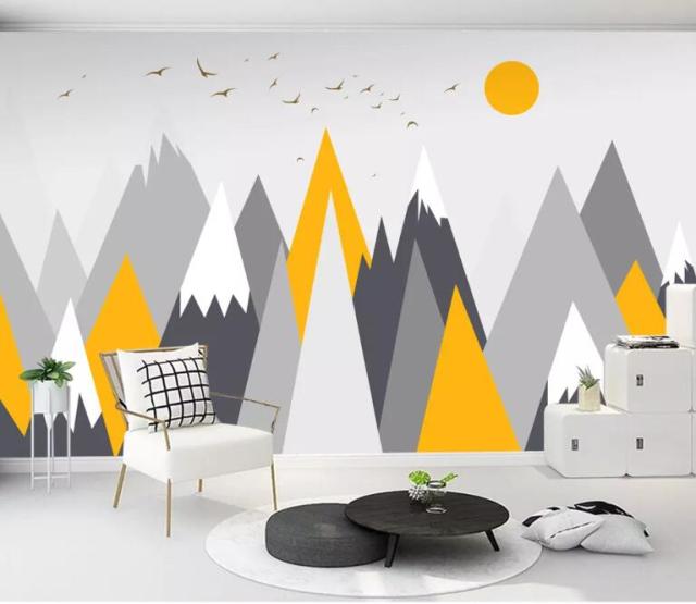 Scandinavian Yellow and Gray Wallpaper | Murals Wallpaper