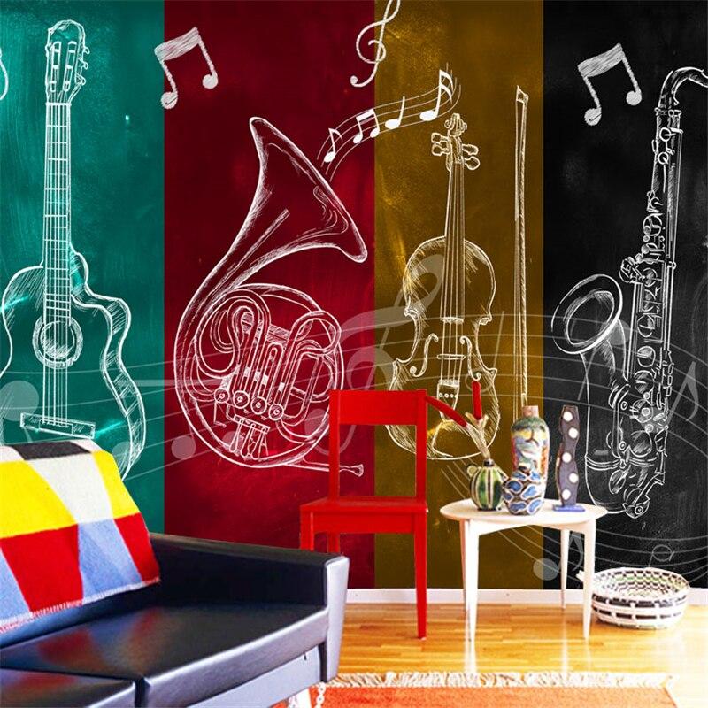 Selbstklebende Tapete mit Musikinstrumenten | Wandtapete