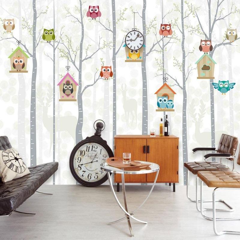 Vögel Tapete Eulennest | Wandbilder Tapete