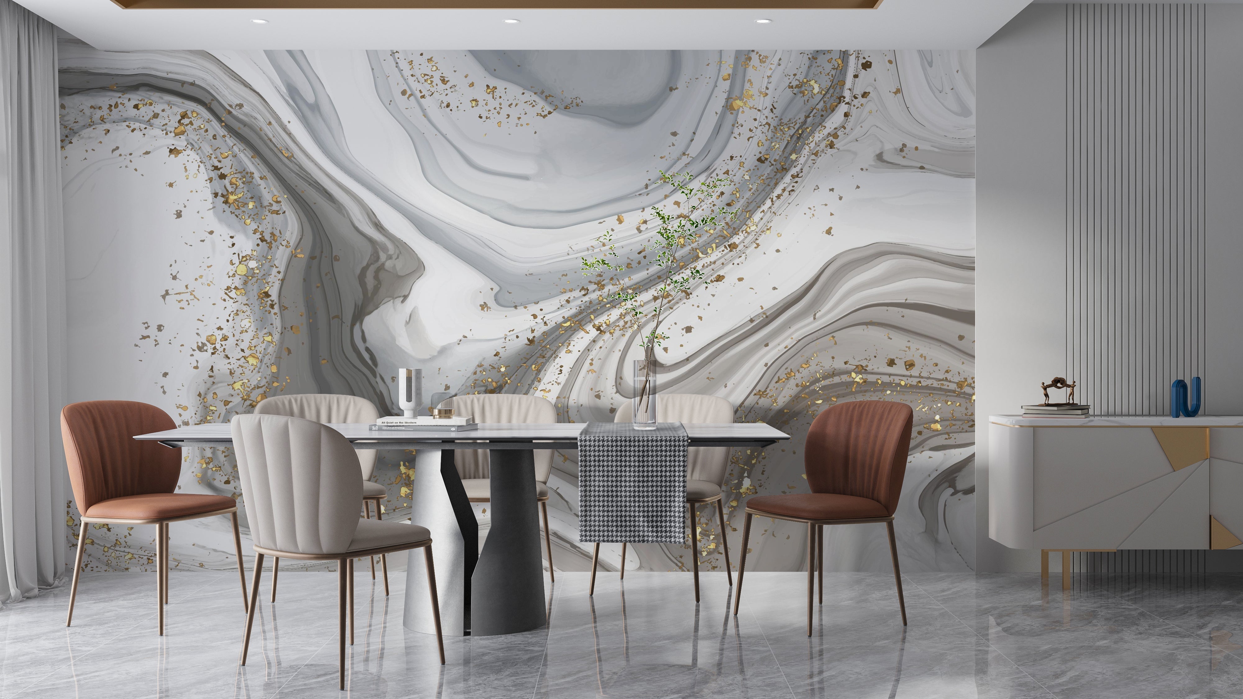 Papier Peint Effet Marbre Gris