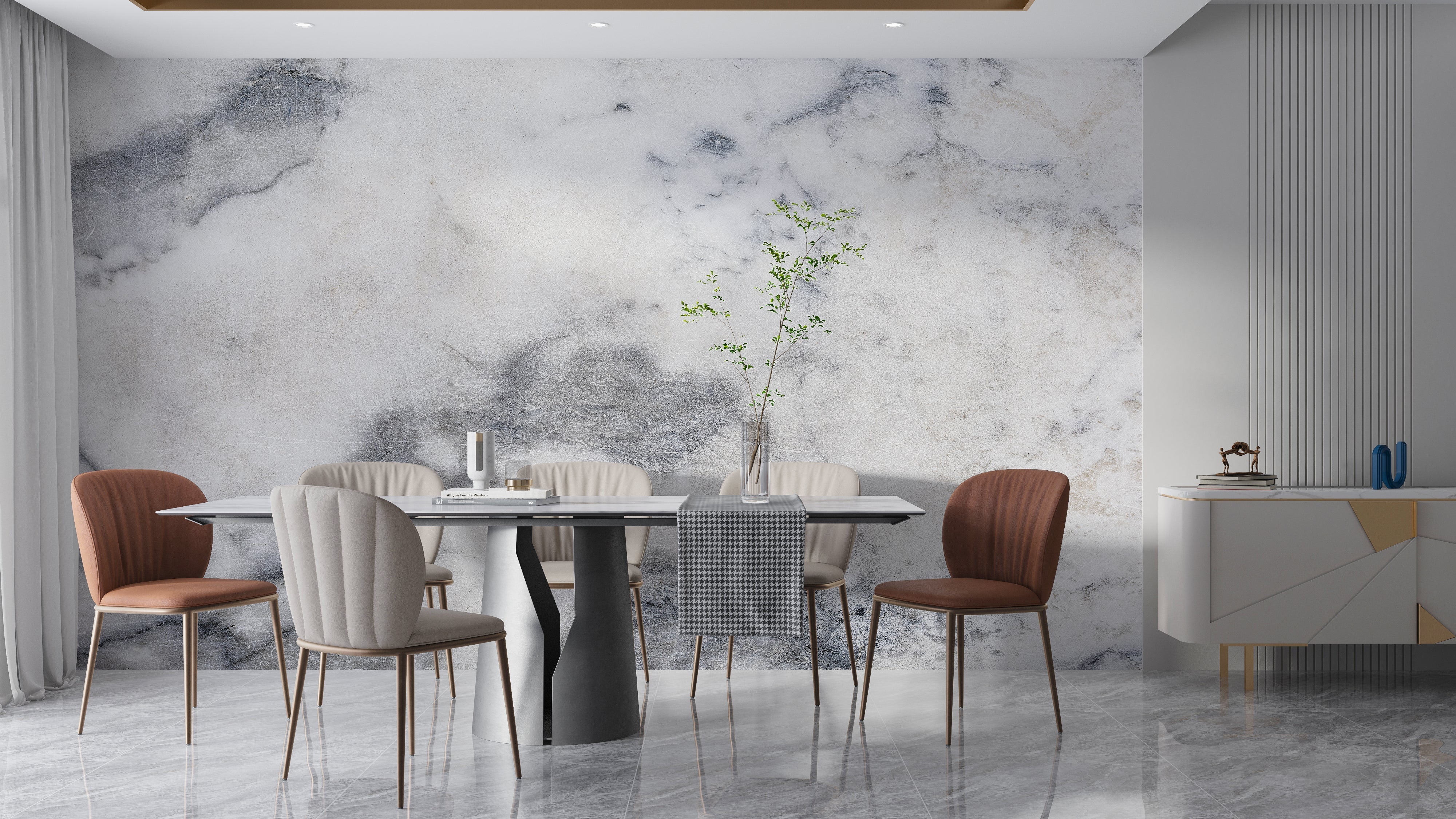 Weiße und graue Marmortapete