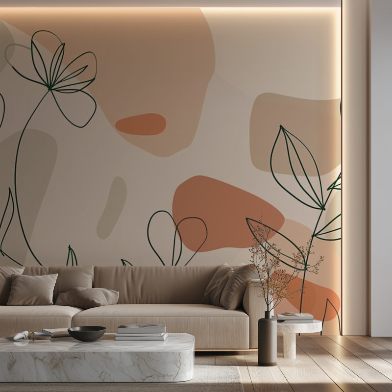 Aquarell Beige Wasserlandschaft Fototapete
