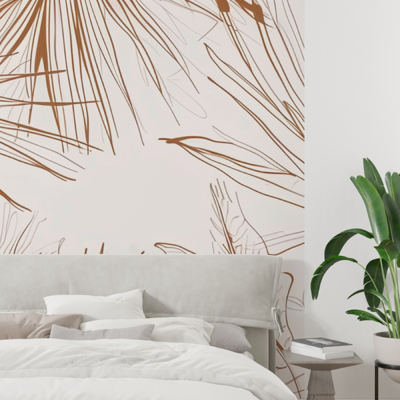 Mural Panoramic Flower Wallpaper Lines