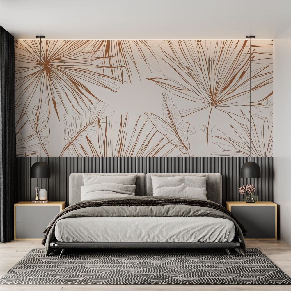 Mural Panoramic Flower Wallpaper Lines