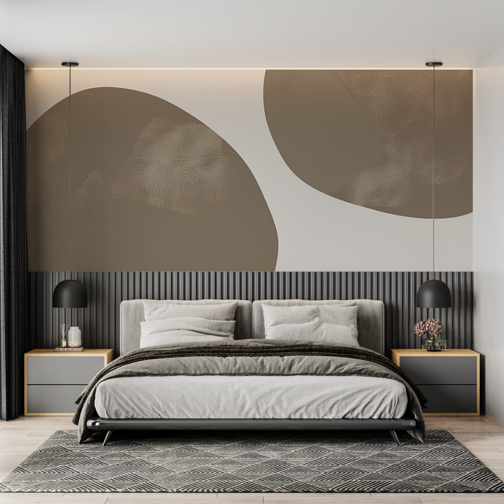 Mural Panoramic Wallpaper Brown Rocks