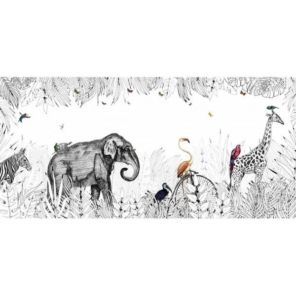 Black and White Savannah Mural Wallpaper