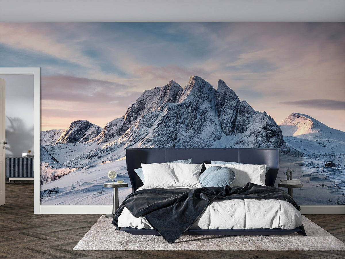 Snowy Mountain Mural Wallpaper