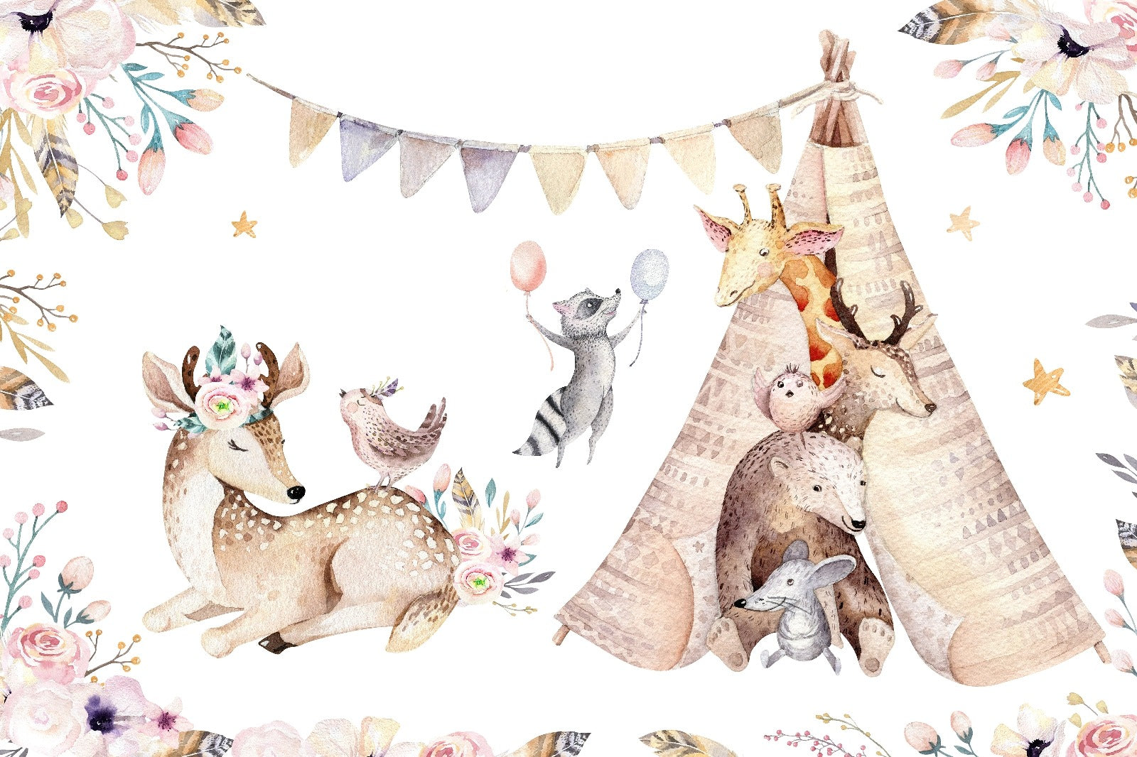 Mural Forest Animal Wallpaper