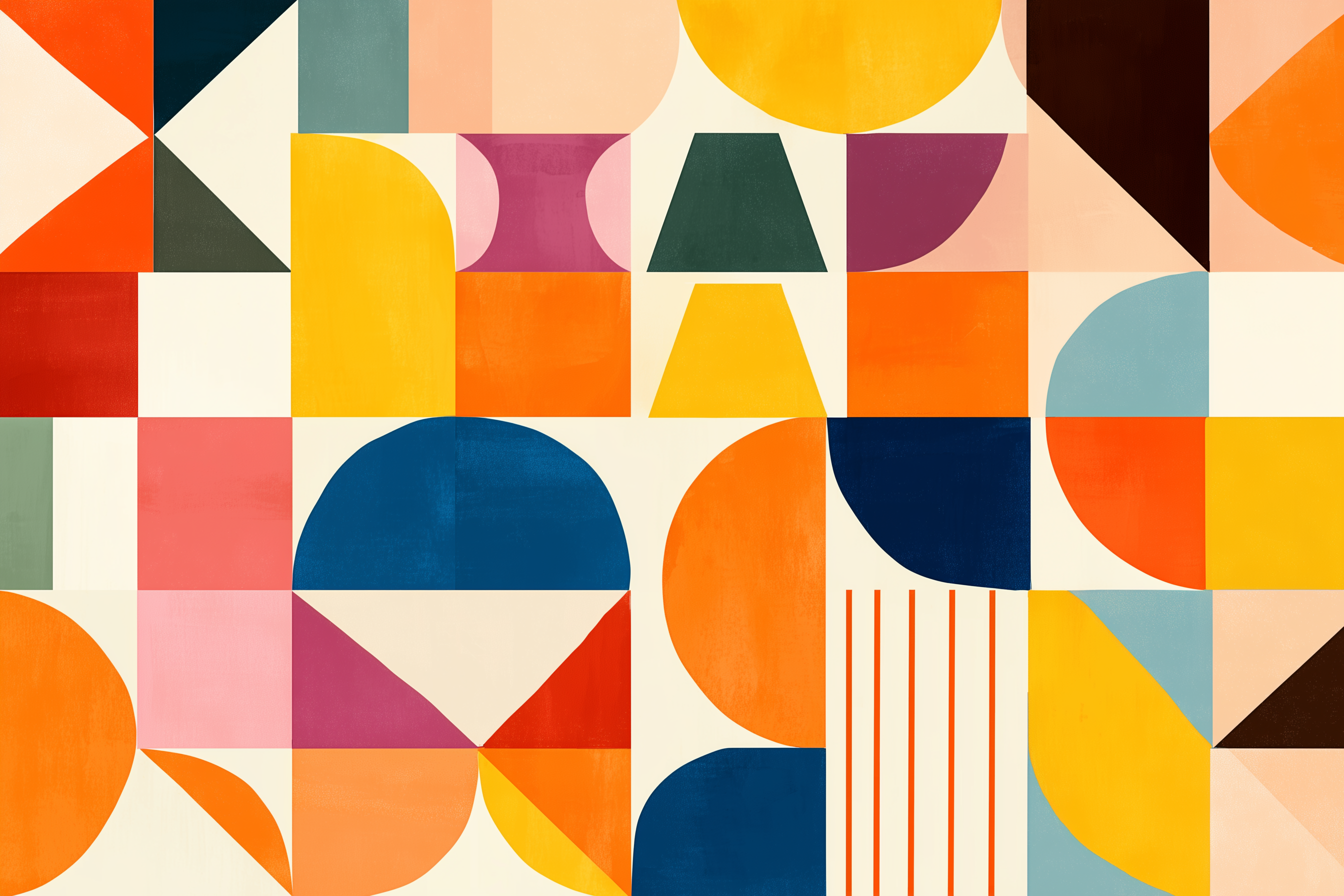 Vibrant Bauhaus Colorful Geometric Mural Wallpaper