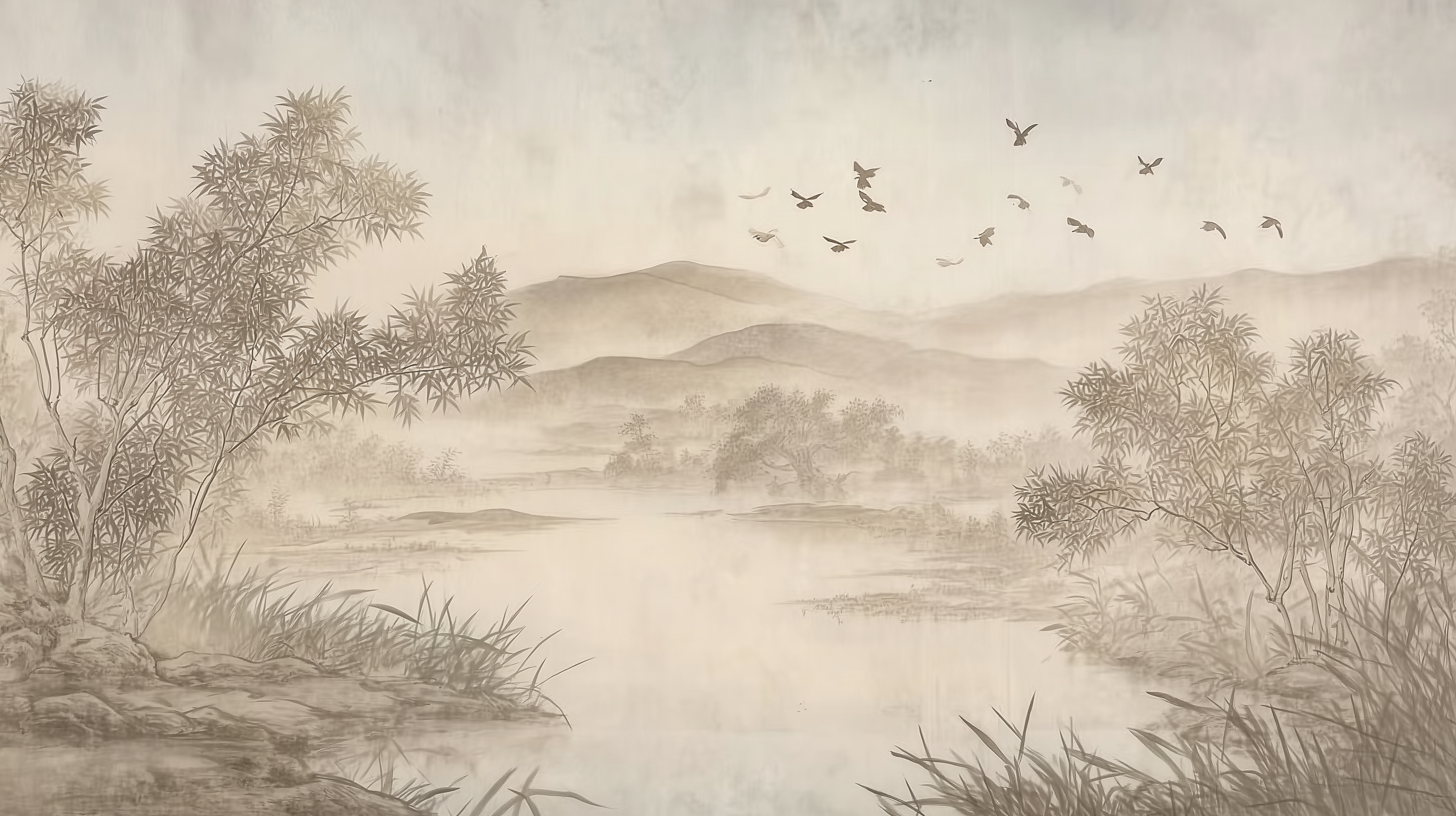 Chinese Ink Wash Landscape Mural Wallpaper