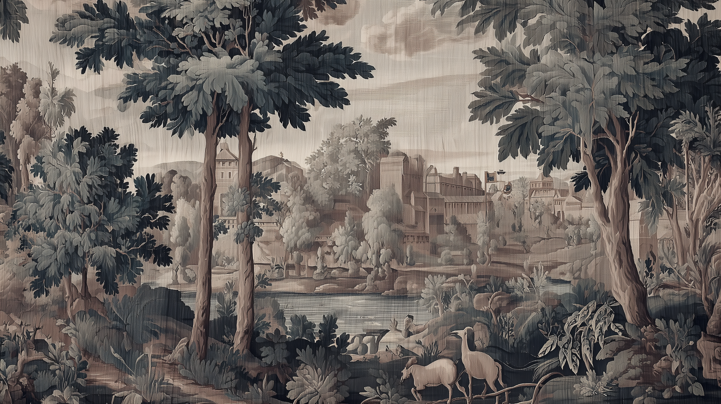 Antique Tapestry Landscape Mural Wallpaper