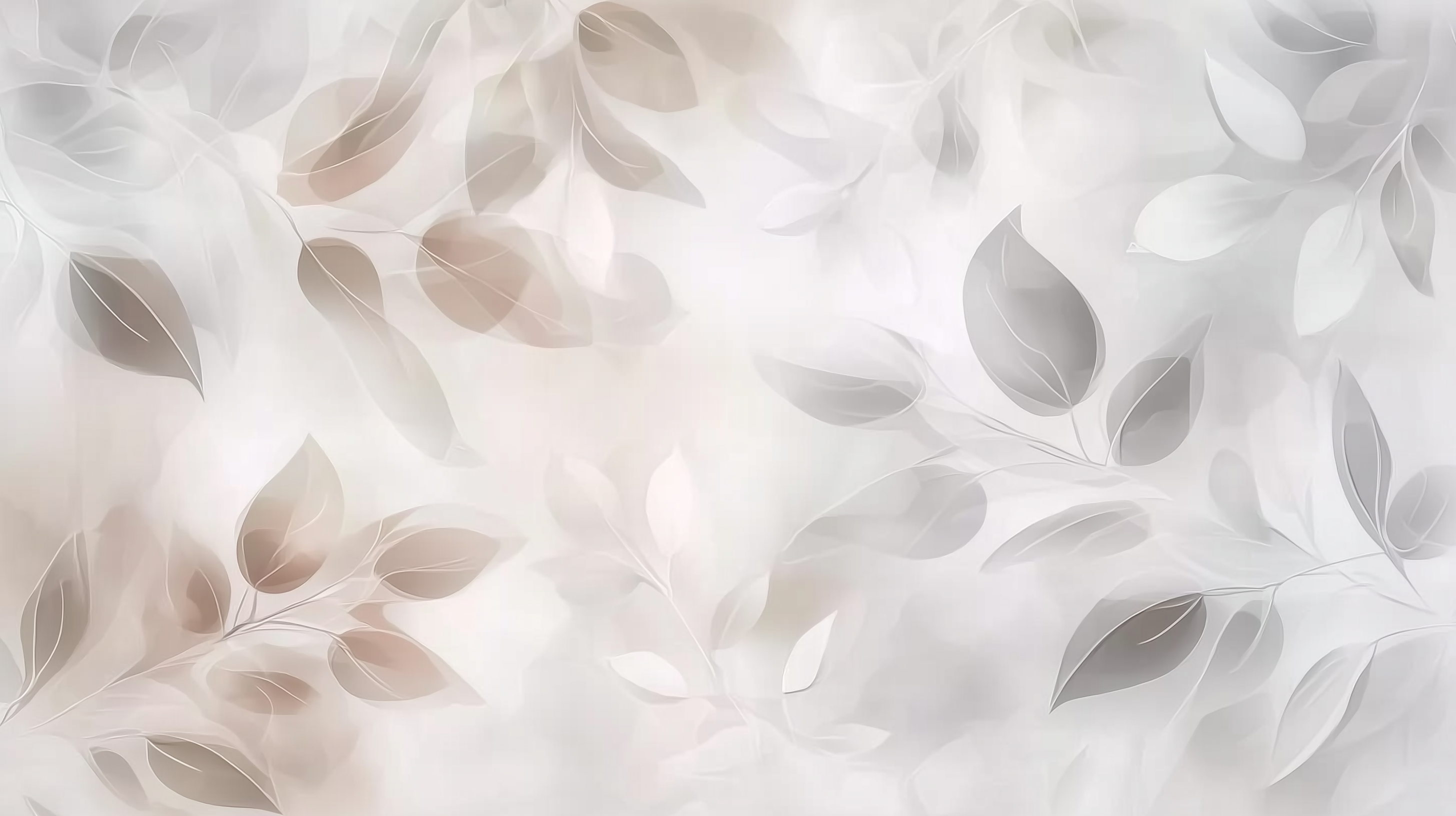 Neutral Serenity Leaves Mural Wallpaper