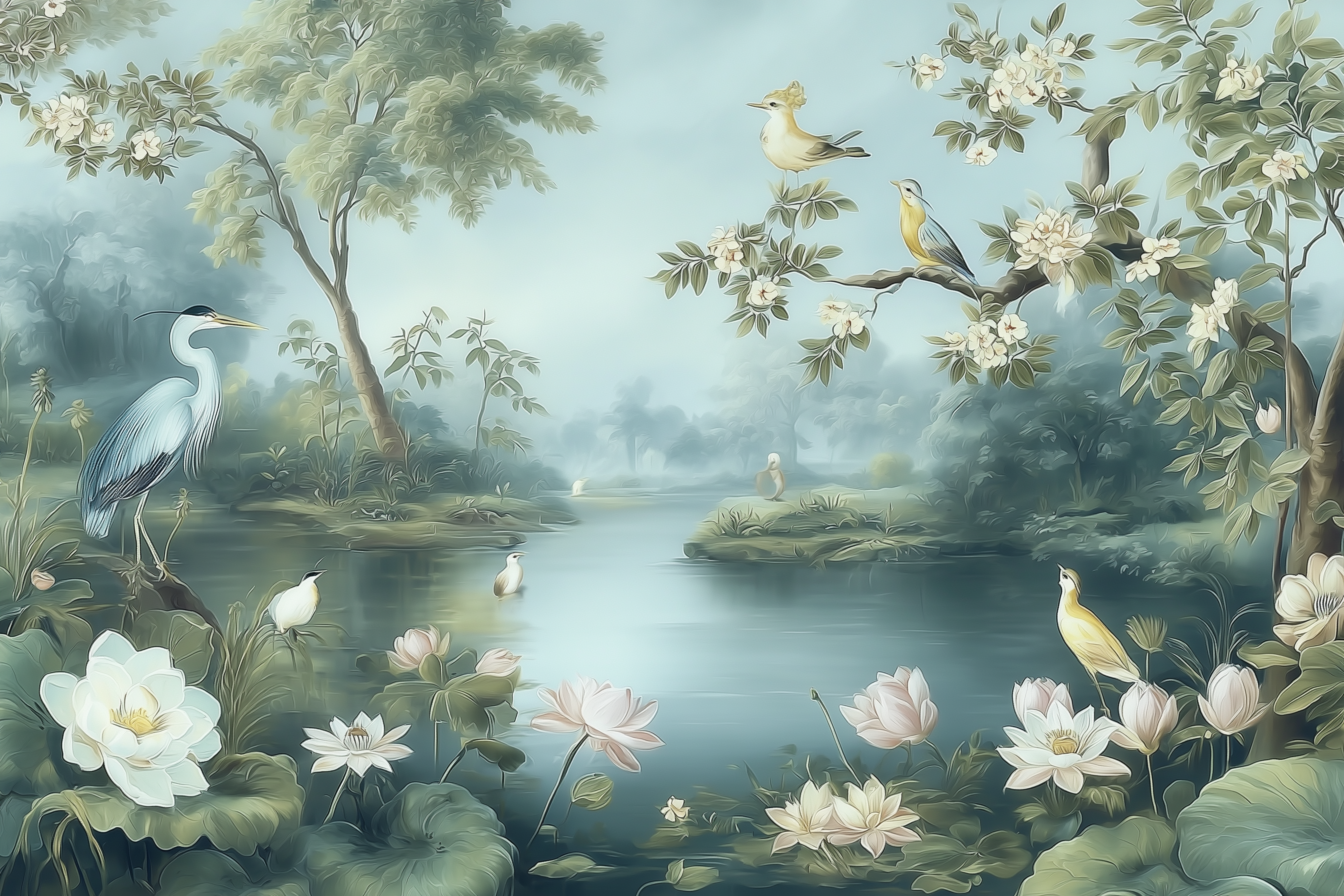 Vintage aquarel landschap behang behang