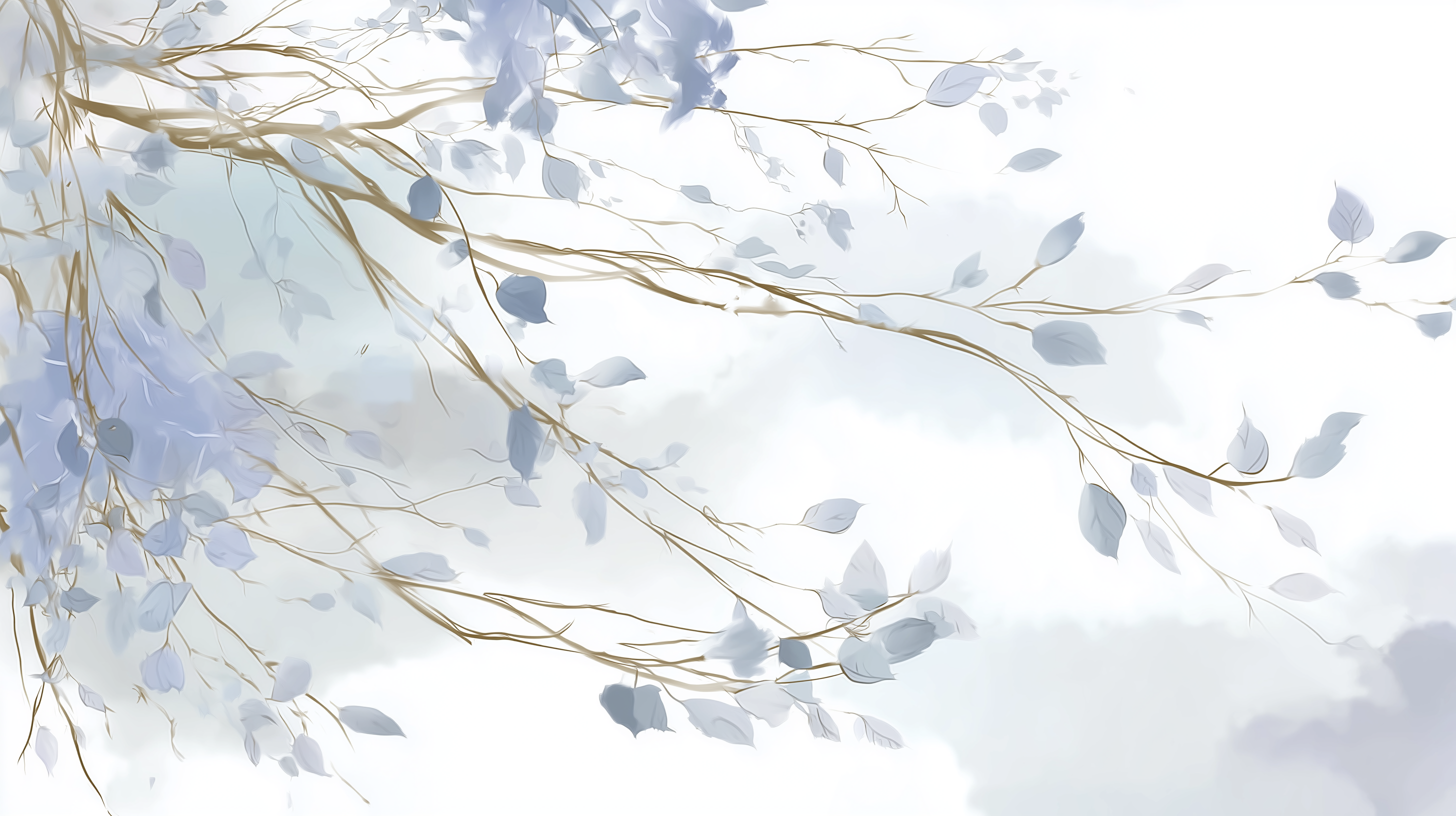 Blue Breeze Branches Mural Wallpaper