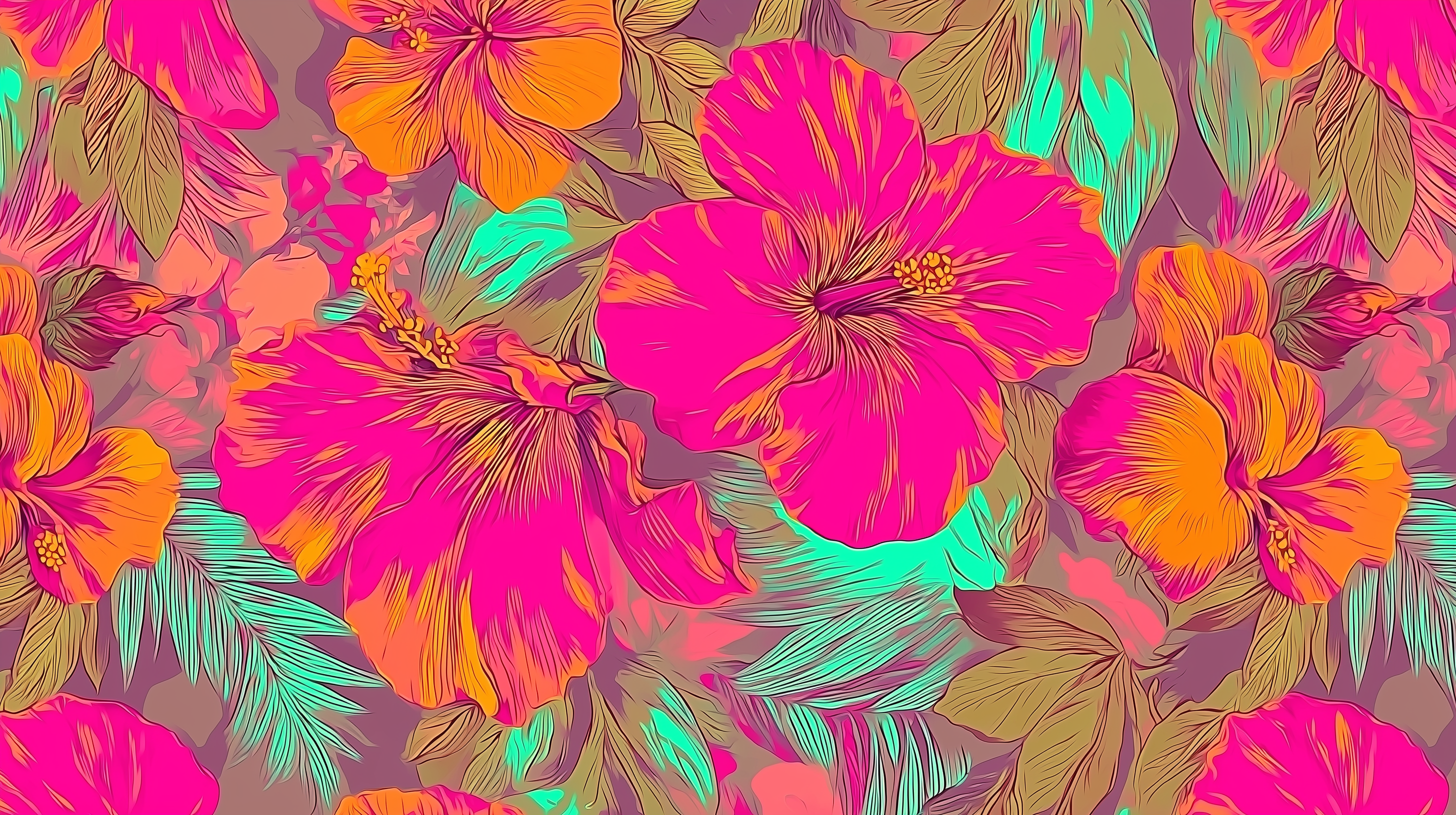 Soft Watercolor Green Leaves Mural Wallpaper