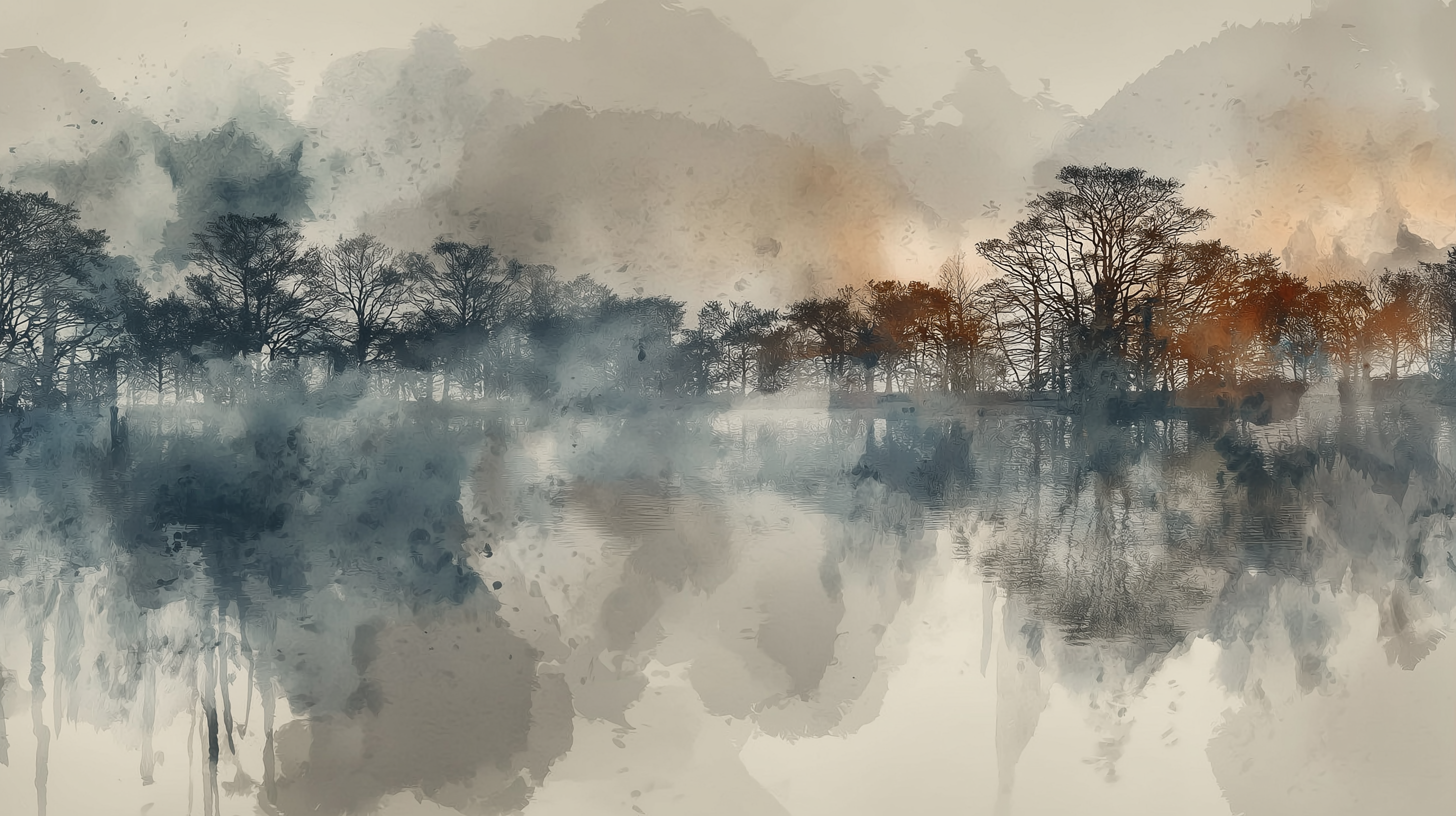 Abstrakte Aquarell-Wald-Wandtapete