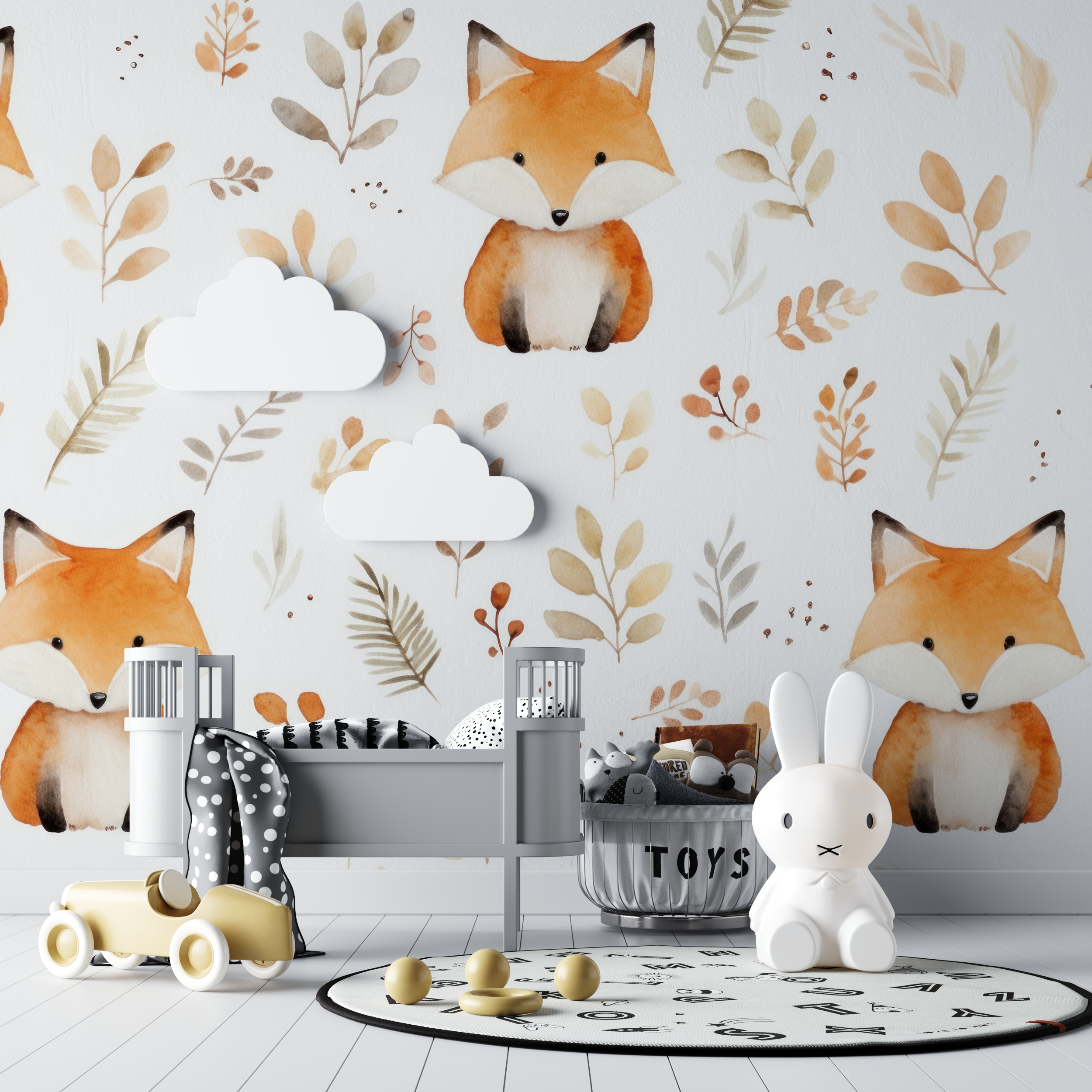 Fox Large Pattern Wallpaper | Murals Wallpaper