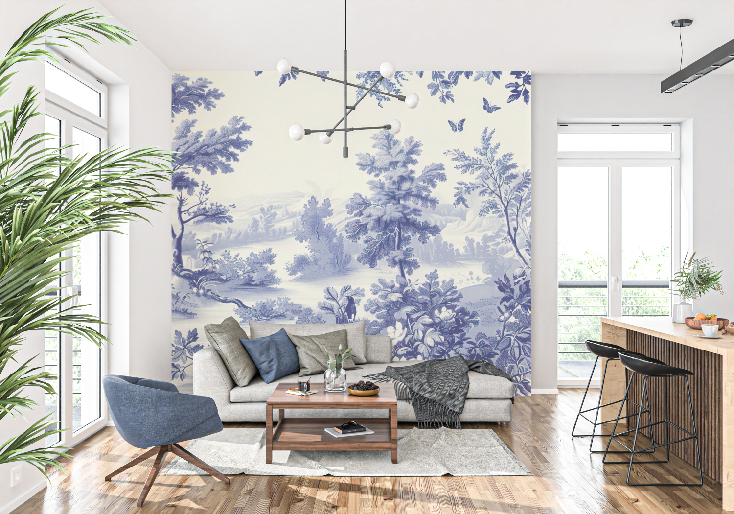 Toile De Jouy Wallpaper Print | Murals Wallpaper