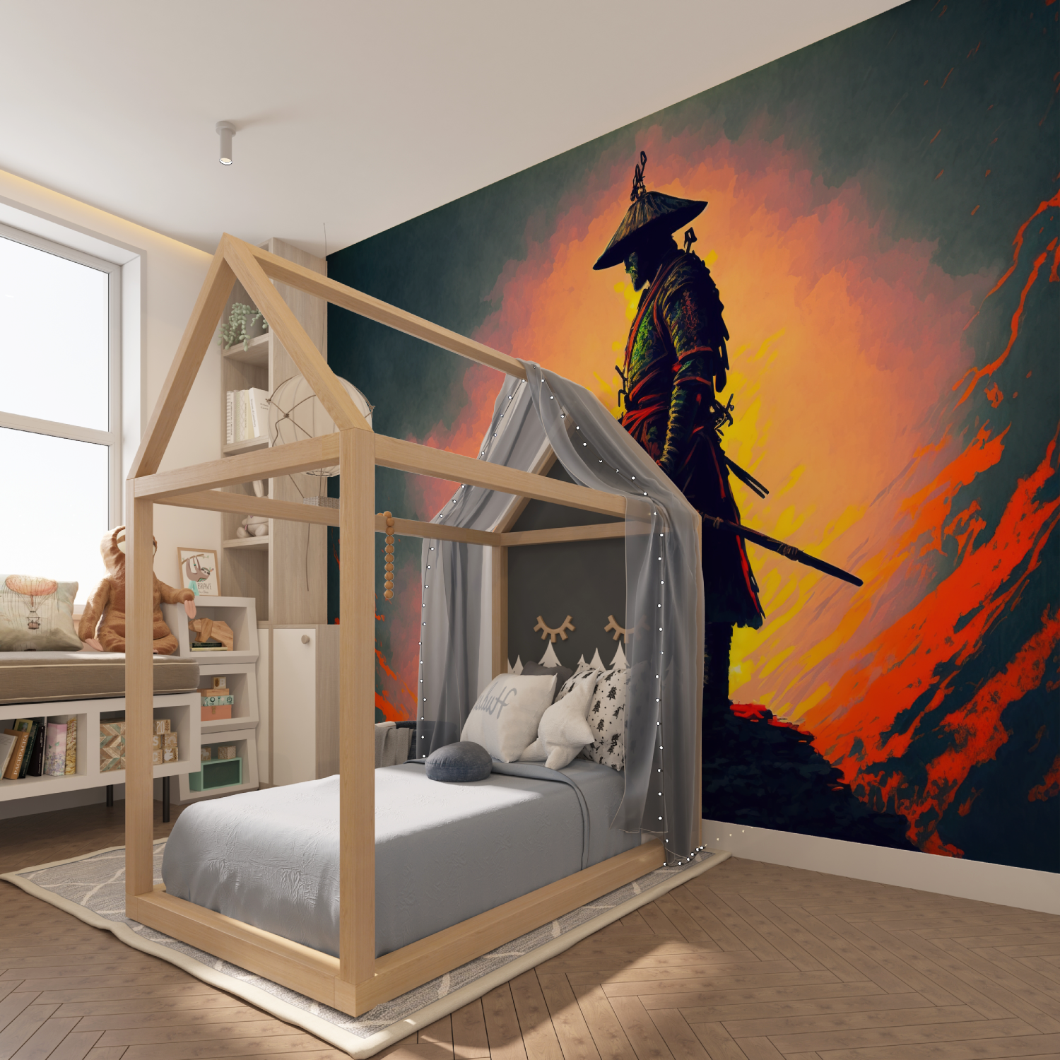 Samurai Orange Glow Wallpaper | Murals Wallpaper