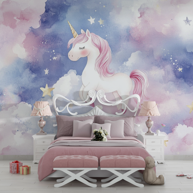 Baby Unicorn Dream and Cloud Wallpaper | Murals Wallpaper