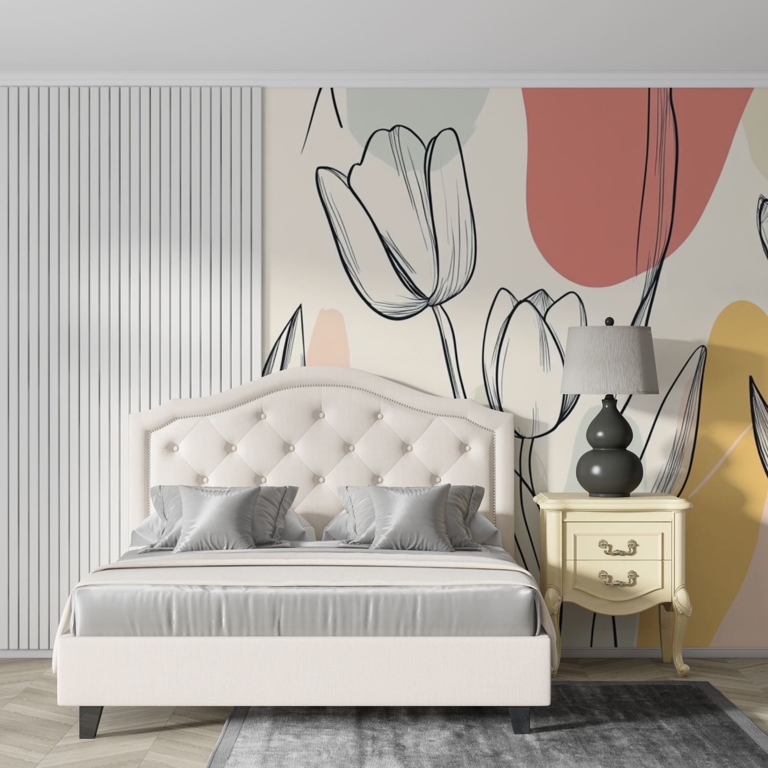Watercolor Tulip Pattern Wallpaper | Murals Wallpaper