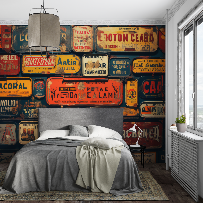 Vintage Car Plate Wallpaper | Murals Wallpaper