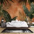 Terracotta Wallpaper with Tropical Leaves | Murals Wallpaper