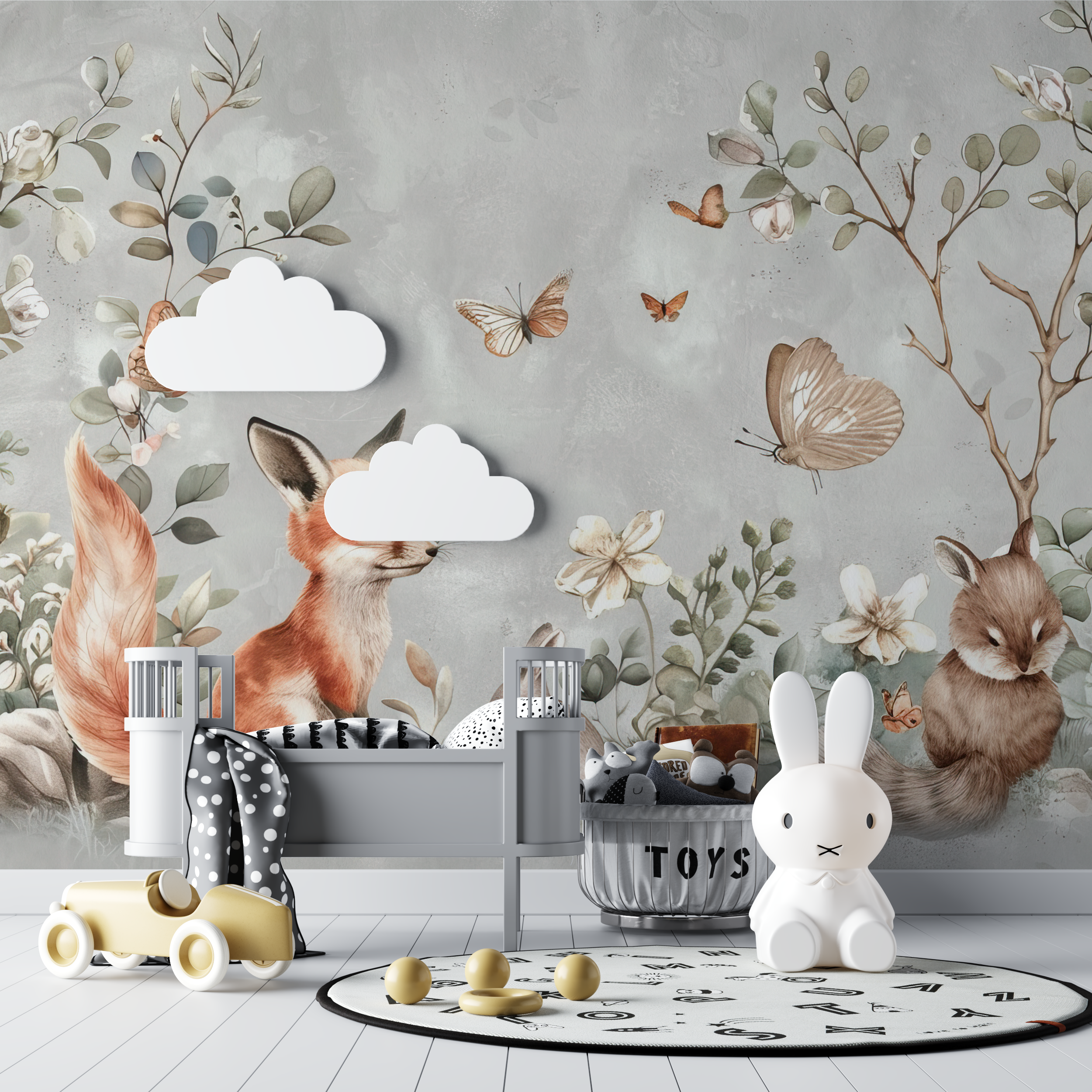 Fox and Wildflowers Wallpaper | Murals Wallpaper