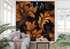 Orange and Black Flower Wallpaper | Murals Wallpaper