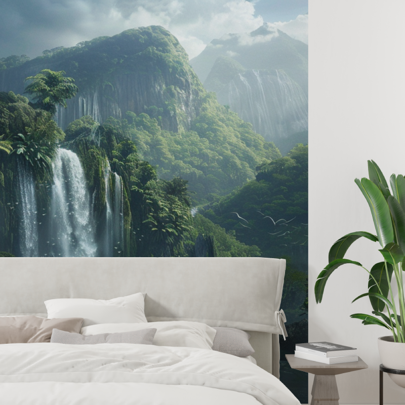 Mountain Waterfall Photo Wallpaper | Murals Wallpaper