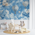 Hot Air Balloon and Flower-Shaped Clouds Wallpaper | Murals Wallpaper