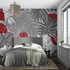 Tropical Gray and Red Wallpaper | Murals Wallpaper
