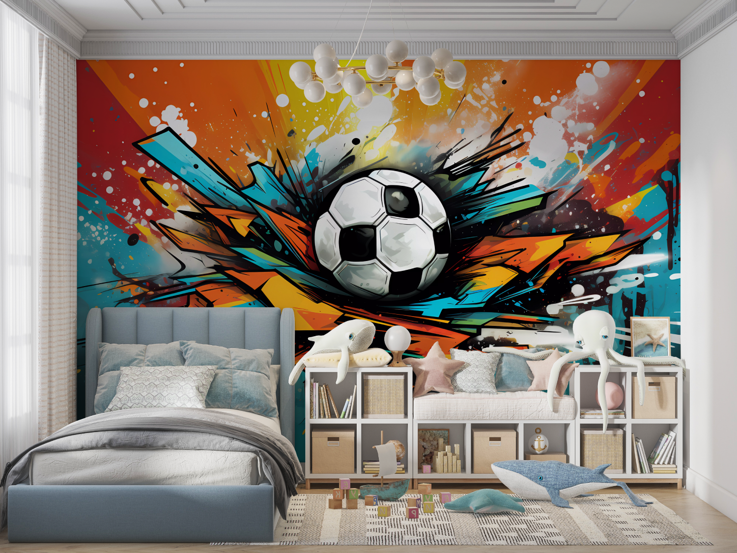 Papier-Graffiti-Ballon-Fuß-Panorama-Garcon