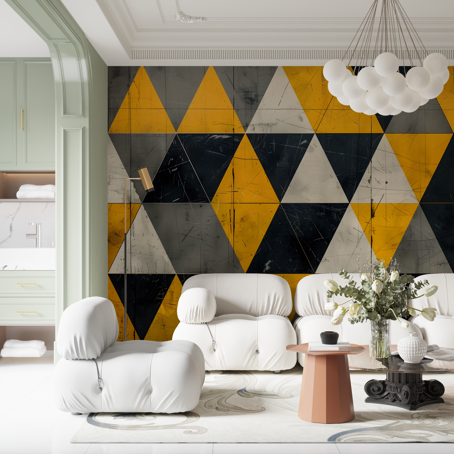 Yellow Gray Black Wallpaper | Murals Wallpaper