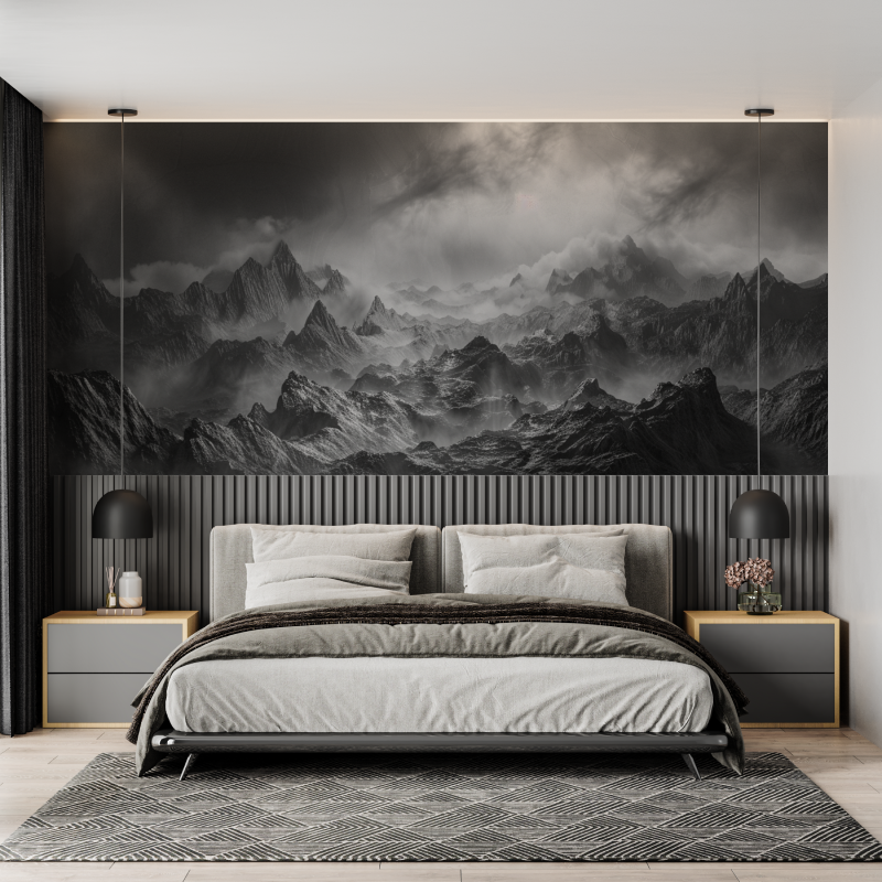 Mountain Chain Black and White Wallpaper | Murals Wallpaper