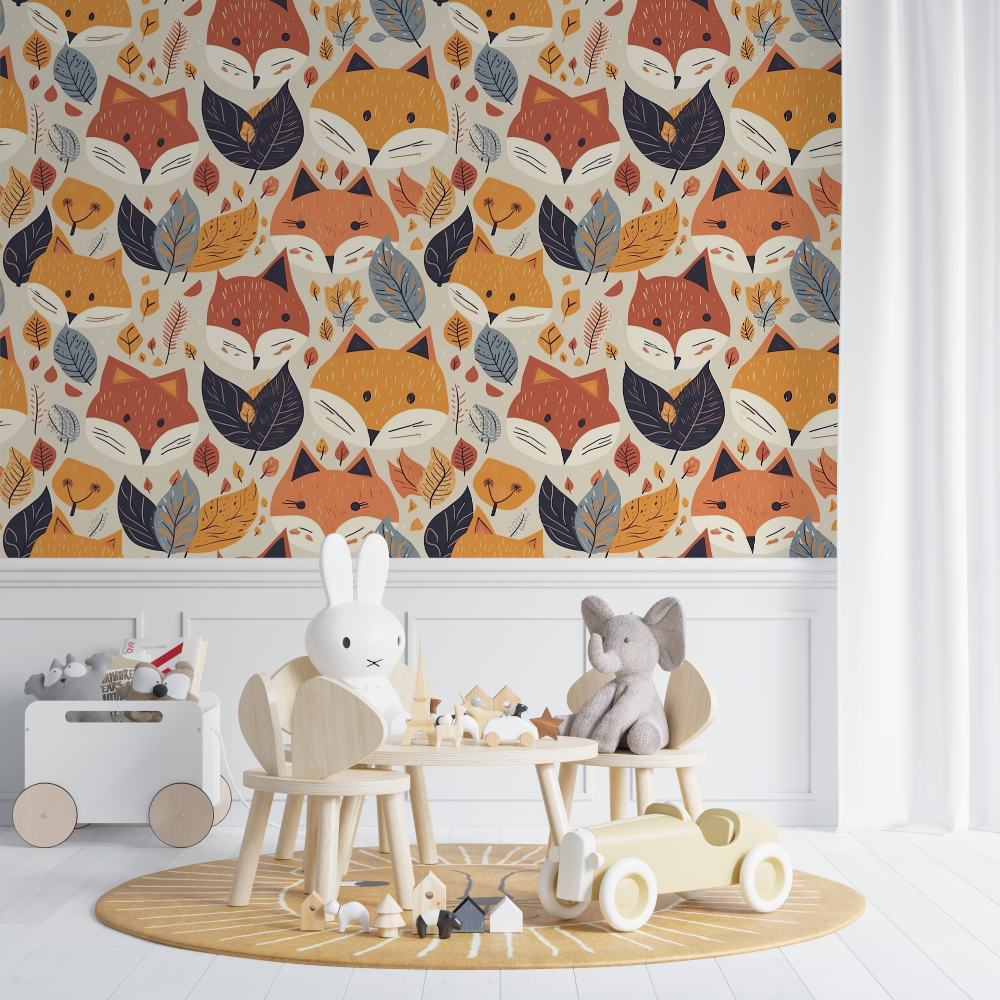Fox and Colorful Patterns Wallpaper | Murals Wallpaper